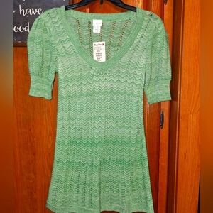 A Daytrip Green Knit Tunic Top Mini Dress In A Size Medium. NWT.